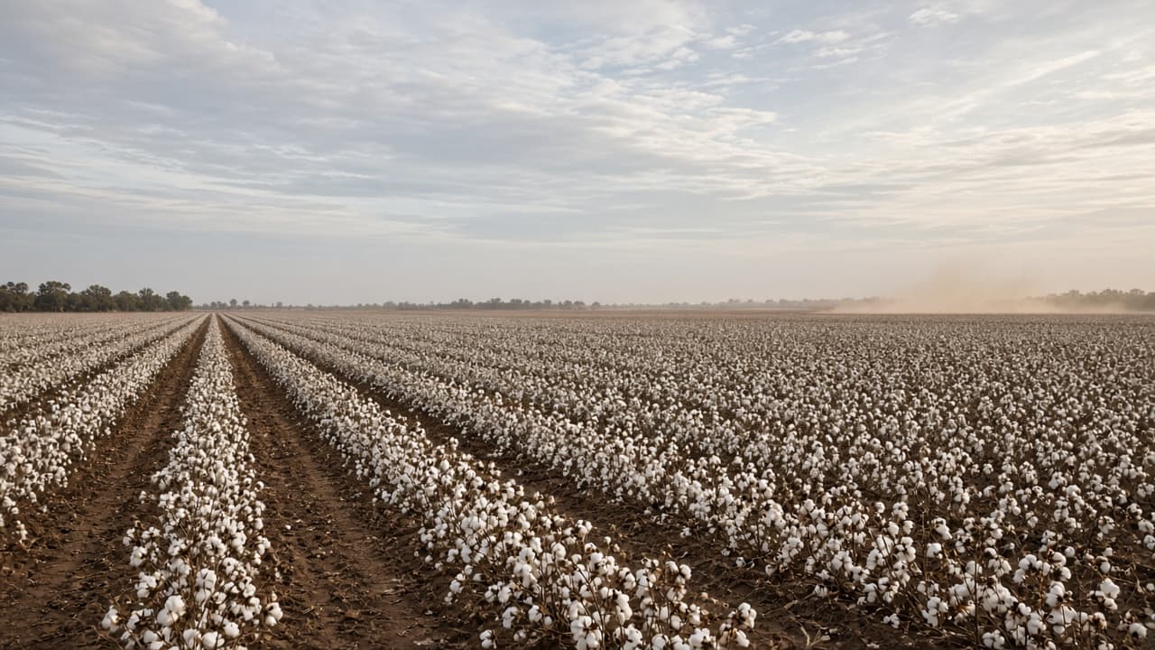Cotton field at harvest in the Americas